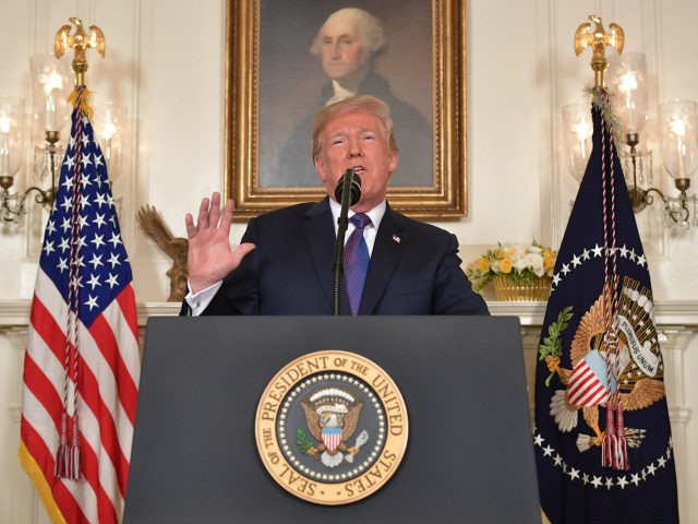 US President Donald Trump addresses the nation on the situation in Syria April 13, 2018 at