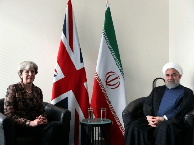UK IRAN FLAGS MAY ROUHANI