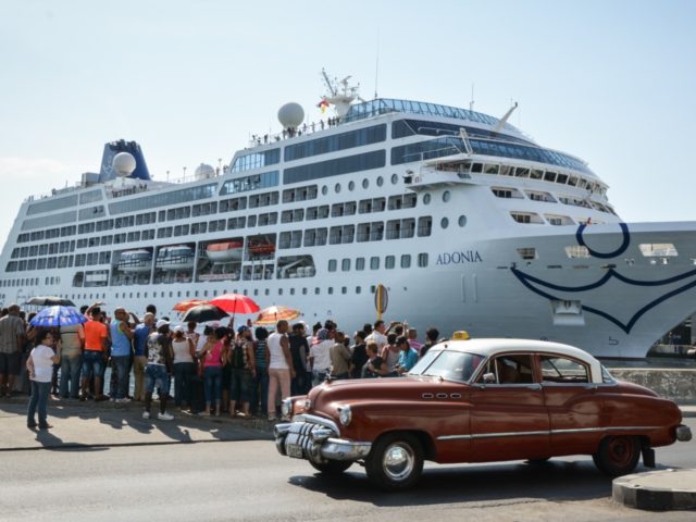 The first US-to-Cuba cruise ship to arrive in the island nation in decades remains docked at the port of Havana, on May 2, 2016. The first US cruise ship bound for Cuba in half a century, the Adonia -- a vessel from the Carnival cruise's Fathom line -- set sail …
