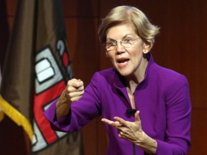 U.S. Sen. Elizabeth Warren speaks at Brown University in Providence, R.I., Wednesday Nov. 7, 2018. Warren, who has pledged to take a hard look at a run for president, won re-election to a second six-year term. With Tuesday's victory, the focus on her next move is intensifying with supporters and …