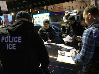 NEW YORK, NY - APRIL 11: U.S. Immigration and Customs Enforcement (ICE), officers prepare