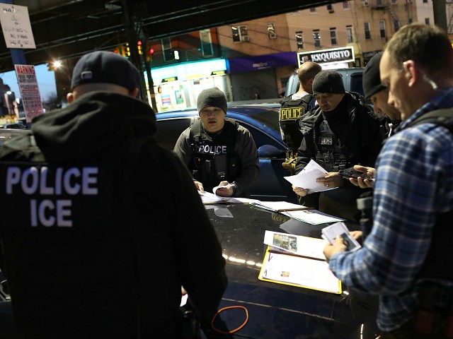 NEW YORK, NY - APRIL 11: U.S. Immigration and Customs Enforcement (ICE), officers prepare for morning operations to arrest undocumented immigrants on April 11, 2018 in New York City. New York is considered a "sanctuary city" for undocumented immigrants, and ICE receives little or no cooperation from local law enforcement. ICE said that officers arrested 225 people for violation of immigration laws during the 6-day operation, the largest in New York City in recent years. (Photo by John Moore/Getty Images)