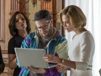 Charlize Theron, Seth Rogen, June Diane Raphael, and Ravi Patel in Long Shot (AG Studios, Denver and Delilah Productions, Good Universe, 2019)