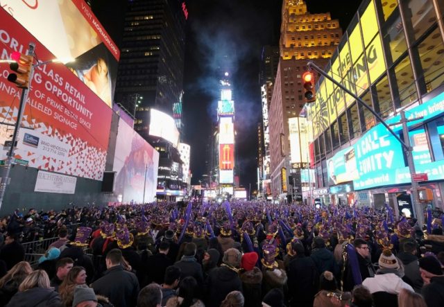 Billboard in New York's Times Square catches fire