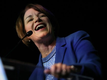 RICHMOND, VIRGINIA - JUNE 15: Democratic presidential candidate Sen. Amy Klobuchar (D-MN) speaks at the 2019 Blue Commonwealth Gala fundraiser June 15, 2019 in Richmond, Virginia. Nearly 1,800 attended the event featuring Klobuchar and Democratic presidential candidate and South Bend, Indiana Mayor Pete Buttigieg. (Photo by Win McNamee/Getty Images)