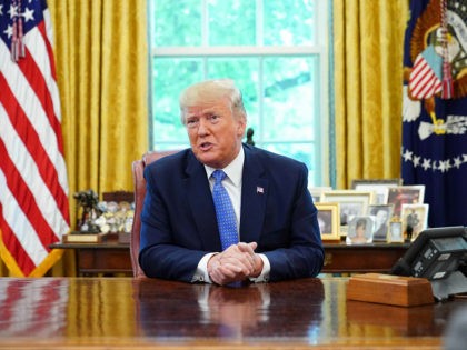 US President Donald Trump speaks during a meeting with advisors about fentanyl in the Oval