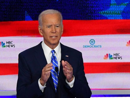 Democratic presidential hopefuls (fromL) former US Vice President Joseph R. Biden Jr. and