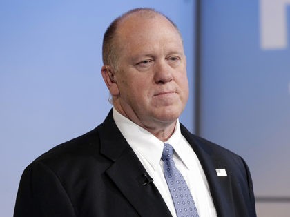 Acting Director of U.S. Immigration and Customs Enforcement Thomas Homan appears on the "Fox & friends" television program, in New York Thursday, May 24, 2018. (AP Photo/Richard Drew)