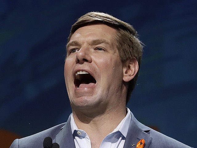 Democratic presidential candidate Rep. Eric Swalwell, of California, speaks during the 2019 California Democratic Party State Organizing Convention in San Francisco, Saturday, June 1, 2019. (AP Photo/Jeff Chiu)