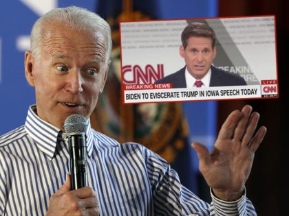(INSET: CNN Chyron) Former vice president and Democratic presidential candidate Joe Biden speaks during a campaign event, Tuesday, June 4, 2019, in Berlin, N.H. (AP Photo/Elise Amendola)