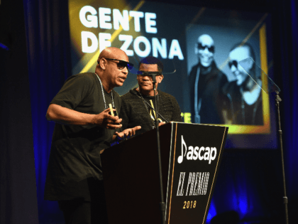Alexander Delgado and Randy Malcom Martinez of Gente de Zona speak on stage during the ASCAP 2018 Latin Awards at Marriott Marquis Hotel on March 6, 2018 in New York City. (Photo by Mike Pont/Getty Images)