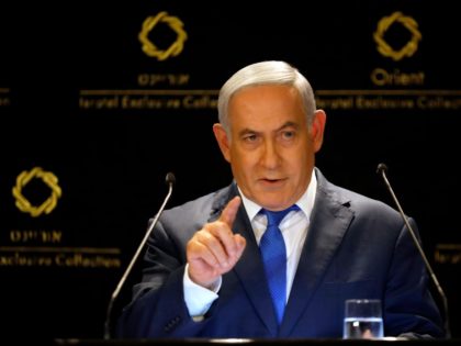 Israeli Prime Minister Benjamin Netanyahu speaks during statements to the press in Jerusalem, Thursday, May 30, 2019. President Donald Trump's son-in-law and senior adviser Jared Kushner met with Israeli Prime Minister Benjamin Netanyahu on Thursday to push the Trump administration's long-awaited plan for Mideast peace, just as Israel was thrust …