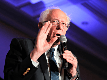 Democratic presidential candidate Sen. Bernie Sanders, I-Vt., speaks during a campaign eve