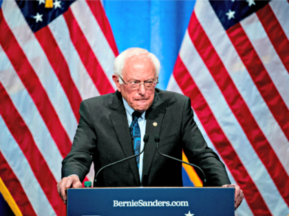 Democratic presidential candidate Sen. Bernie Sanders, I-Vt., pauses while speaking at Geo