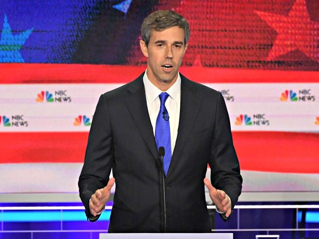 Democratic presidential hopefuls former US Representative for Texas' 16th congressional district Beto O'Rourke participates in the first Democratic primary debate of the 2020 presidential campaign season hosted by NBC News at the Adrienne Arsht Center for the Performing Arts in Miami, Florida, June 26, 2019. (Photo by JIM WATSON / …