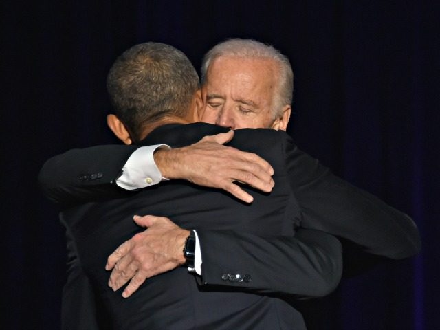 US President Barack Obama hugs US Vice President Joe Biden after the President delivered his farewell address in Chicago, Illinois on January 10, 2017. Barack Obama closes the book on his presidency, with a farewell speech in Chicago that will try to lift supporters shaken by Donald Trump's shock election. …