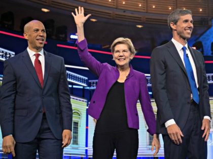 Democratic presidential hopefuls (fromL) US Senator from New Jersey Cory Booker, US Senato