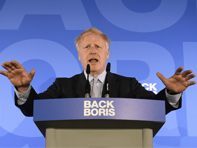LONDON, ENGLAND - JUNE 12: Boris Johnson launches his Conservative Party leadership campaign at the Academy of Engineering on June 12, 2019 in London, England. (Photo by Leon Neal/Getty Images)