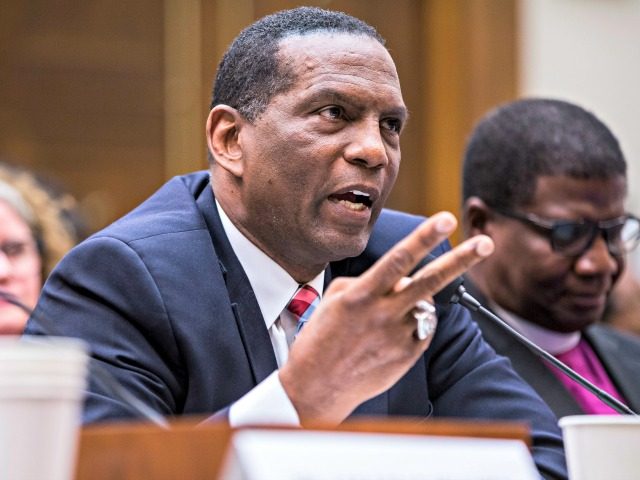 WASHINGTON, DC - JUNE 19: Former NFL player Burgess Owens testifies during a hearing on slavery reparations held by the House Judiciary Subcommittee on the Constitution, Civil Rights and Civil Liberties on June 19, 2019 in Washington, DC. The subcommittee debated the H.R. 40 bill, which proposes a commission be …