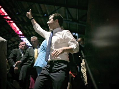 RICHMOND, VIRGINIA - JUNE 15: Democratic presidential candidate and Mayo of South Bend, Indiana, Pete Buttigieg gestures to supporters as he departs the 2019 Blue Commonwealth Gala fundraiser June 15, 2019 in Richmond, Virginia. Nearly 1,800 attended the event featuring Buttigieg and Democratic presidential candidate Sen. Amy Klobuchar (D-MN). (Photo …