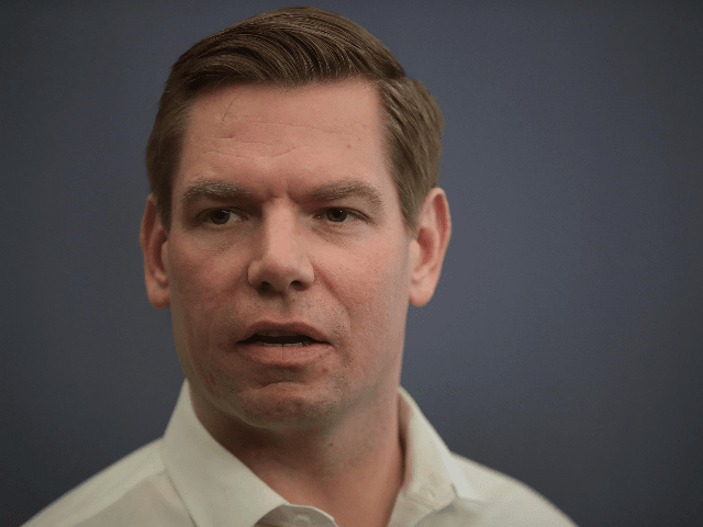 Congressman Eric Swalwell (D-CA) speaks to guests during an event at the Iowa City Public