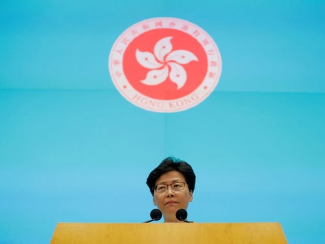 Hong Kong Chief Executive Carrie Lam pauses as she speaks during a press conference at the