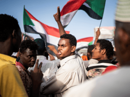 Protestors arrive in the main gathering point to protest against the military junta on April 27, 2019 in Khartoum, Sudan. After months of protesting from the people of Sudan, organised by the Sudanese Professionals' Association (SPA), President Omar al-Bashir was ousted having been in power since 1989. The following day …