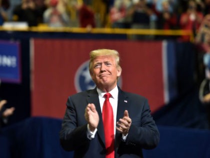 US President Donald Trump arrives for a "Make America Great Again" campaign rally at McKenzie Arena, in Chattanooga, Tennessee on November 4, 2018. (Photo by Nicholas Kamm / AFP) (Photo credit should read NICHOLAS KAMM/AFP/Getty Images)