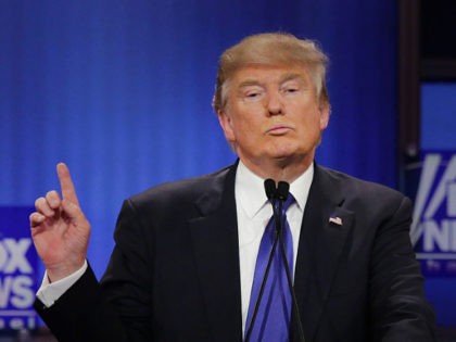 DETROIT, MI - MARCH 03: Republican presidential candidate Donald Trump participates in a d