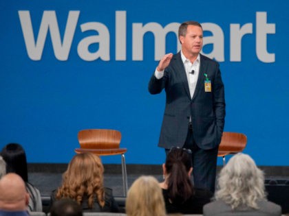 Walmart President and CEO, Doug McMillon, announced today that Walmart will give hiring preference to military spouses, becoming the largest U.S. company to make such a commitment. This announcement came during a Veterans Day ceremony on Monday, Nov. 12, 2018 in Bentonville, Ark. (Gareth Patterson/AP Images for Walmart)