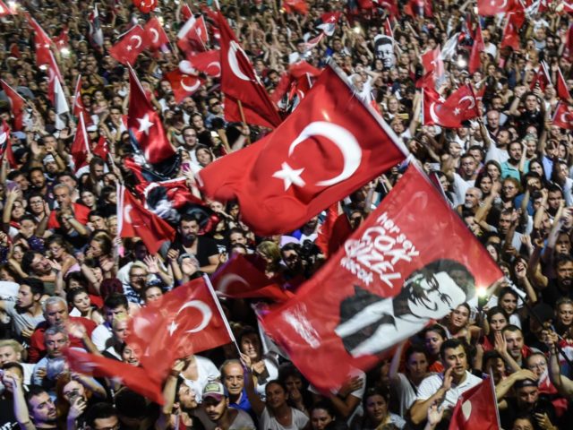 ISTANBUL, TURKEY - JUNE 23: People celebrate the victory of mayoral candidate Ekrem Imamoglu of the Republican People’s Party (CHP) after Binali Yildirim of the ruling Justice and Development Party (AKP), who was favored by President Recep Tayyip Erdoğan, conceded his defeat in the rerun of the mayoral election on …