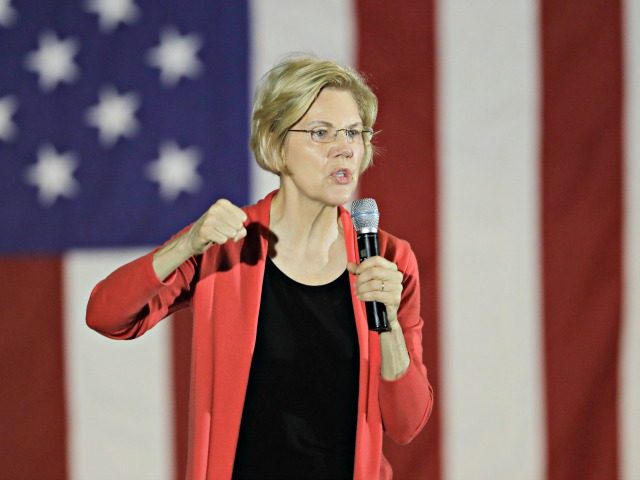 Democratic presidential candidate Sen. Elizabeth Warren, D-Mass., speaks at the RV/MH Hall