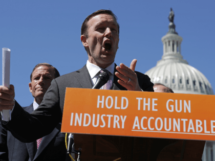 Sen. Chris Murphy (D-CT) (C) and Sen. Richard Blumenthal (D-CT) hold a news conference to discuss the Equal Access to Justice for Victims of Gun Violence Act with Democrats from both the House and Senate outside the U.S. Capitol June 11, 2019 in Washington, DC. The Congressional Democrats' legislation 'seeks …