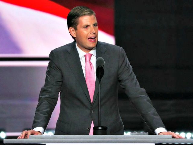 Eric Trump delivers a speech on the third day of the Republican National Convention on July 20, 2016 at the Quicken Loans Arena in Cleveland, Ohio.