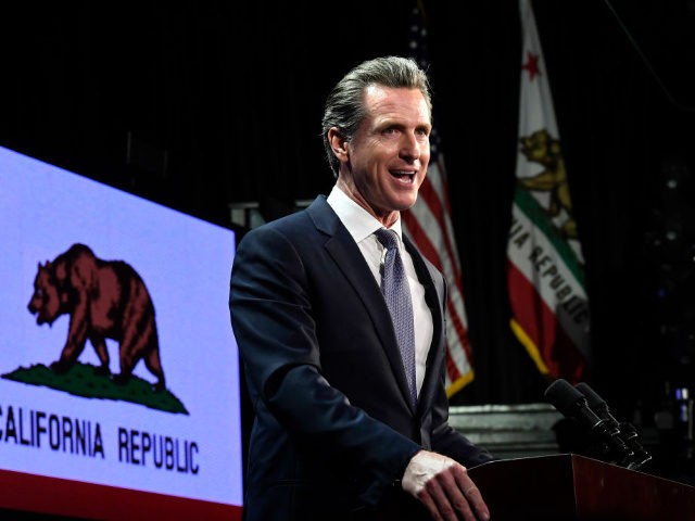 LOS ANGELES, CA - NOVEMBER 06: Democratic gubernatorial candidate Gavin Newsom speaks during election night event on November 6, 2018 in Los Angeles, California.Newsom defeated Republican Gubernatorial candidate John Cox. (Photo by Kevork Djansezian/Getty Images)