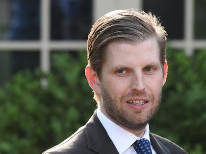 Eric Trump, son of the US president, attends a ceremony for US golfer Tiger Woods in the Rose Garden of the White House in Washington, DC, on May 6, 2019. (Photo by SAUL LOEB / AFP) (Photo credit should read SAUL LOEB/AFP/Getty Images)