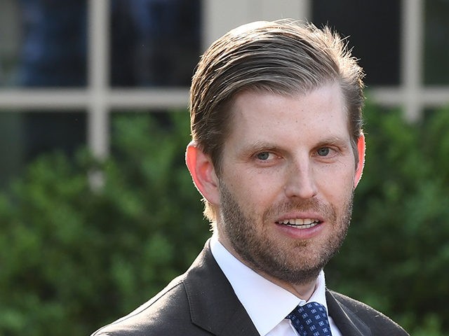 Eric Trump, son of the US president, attends a ceremony for US golfer Tiger Woods in the R