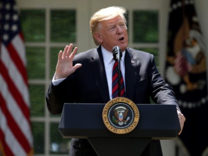 WASHINGTON, DC - MAY 16: U.S. President Donald Trump speaks about immigration reform in the Rose Garden of the White House on May 16, 2019 in Washington, DC. President Trump’s new immigration proposal will be a “merit-based system” that prioritizes high-skilled workers over those with family already in the country …