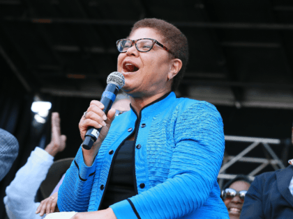 Congresswoman Karen Bass attends the official unveiling of City Of Los Angeles' Obama Boulevard in honor of the 44th President of the United States of America on May 04, 2019 in Los Angeles, California. (Photo by Leon Bennett/Getty Images)