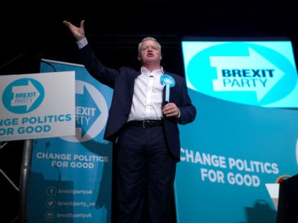 PETERBOROUGH, ENGLAND - JUNE 01: The Brexit Party's Peterborough constituency by-election candidate Mike Greene addresses supporters during a rally at The Broadway Theatre on June 01, 2019 in Peterborough, England. Mike Greene is the first Brexit Party member to take part in a UK parliamentary by-election. The Peterborough by-election takes …