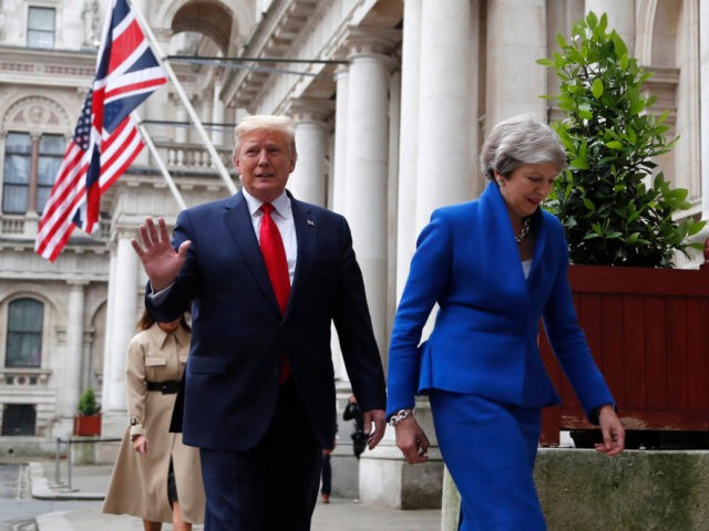 LONDON, ENGLAND - JUNE 04: Britain's Prime Minister Theresa May and President Donald