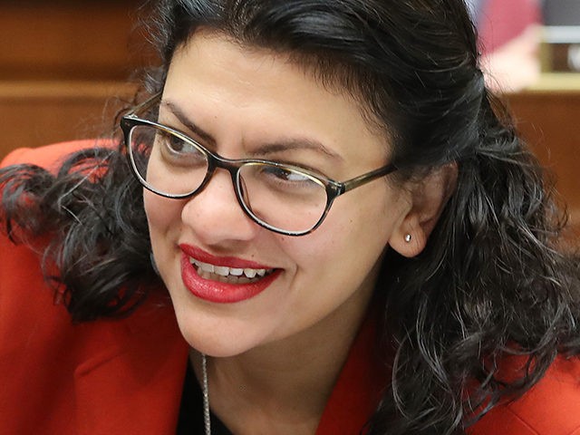 WASHINGTON, DC - MAY 22: Rep. Rashida Tlaib (D-MI) attends a House Financial Services Committee hearing where Treasury Secretary Steven Mnuchin was the witness, on Capitol Hill May 22, 2019 in Washington, DC. The committee heard testimony from the Secretary on the State of the International Financial System, and President …