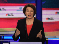 Democratic presidential hopeful US Senator from Minnesota Amy Klobuchar speaks during the first Democratic primary debate of the 2020 presidential campaign season hosted by NBC News at the Adrienne Arsht Center for the Performing Arts in Miami, Florida, June 26, 2019. (Photo by JIM WATSON / AFP) (Photo credit should …