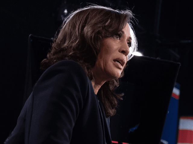 Democratic presidential hopeful US Senator for California Kamala Harris speaks with MSNBC host Chris Matthews (out of frame) in the Spin Room after the second Democratic primary debate of the 2020 presidential campaign season hosted by NBC News at the Adrienne Arsht Center for the Performing Arts in Miami, Florida, …