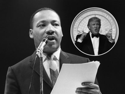 (INSERT: President Donald Trump) The US clergyman and civil rights leader Martin Luther King addresses, 29 March 1966 in Paris' Sport Palace the militants of the "Movement for the Peace". "Martin Luther King was assassinated on 04 April 1968 in Memphis, Tennessee. James Earl Ray confessed to shooting King and …