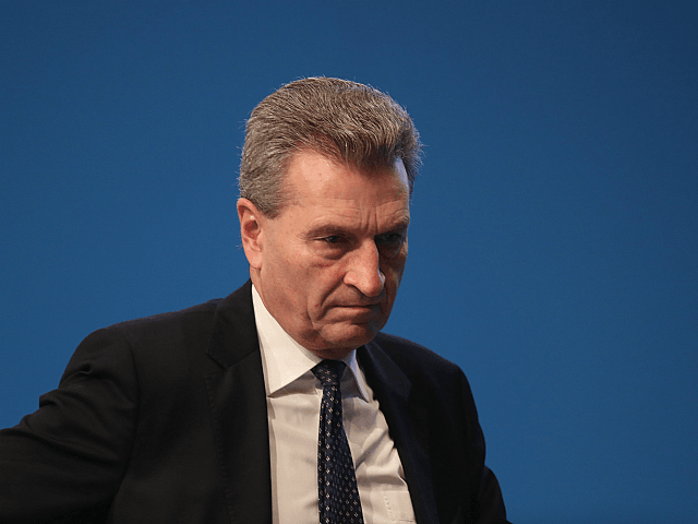 ESSEN, GERMANY - DECEMBER 06: European Union Commissioner for the Digital Economy and Society Guenther Oettinger attends the 29th federal congress of the German Christian Democrats (CDU) on December 6, 2016 in Essen, Germany. Approximately 1,000 CDU delegates will meet to debate and vote on the party's course for next …