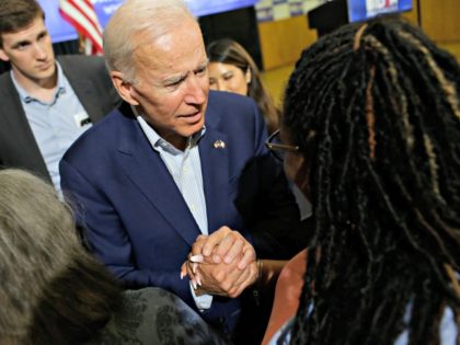 DAVENPORT, IA - JUNE 11: Former vice president and 2020 Democratic presidential candidate Joe Biden greets an attendee during a campaign event on June 11, 2019 in Davenport, Iowa. Biden and over two dozen presidential candidates are seeking the Democratic nomination to challenge Republican President Donald Trump during the 2020 …