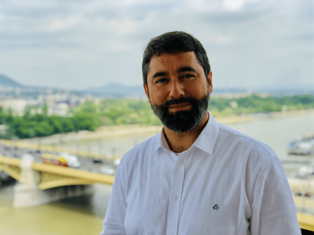 Newly elected Hungarian MEP Balázs Hidvéghi of Fidesz by the Danube river in Budapest.