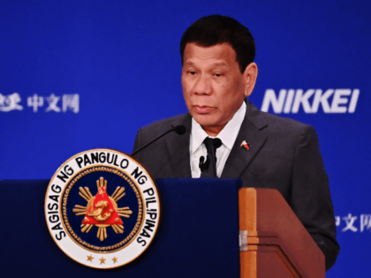 Philippine President Rodrigo Duterte delivers a speech during the 25th International Conference on The Future Of Asia in Tokyo on May 31, 2019. (Photo by CHARLY TRIBALLEAU / AFP) (Photo credit should read CHARLY TRIBALLEAU/AFP/Getty Images)