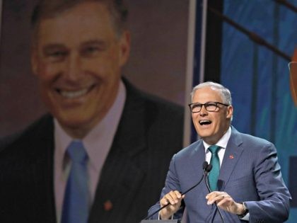 Democratic presidential candidate Washington Gov. Jay Inslee speaks during the 2019 California Democratic Party State Organizing Convention in San Francisco, Saturday, June 1, 2019. (AP Photo/Jeff Chiu)